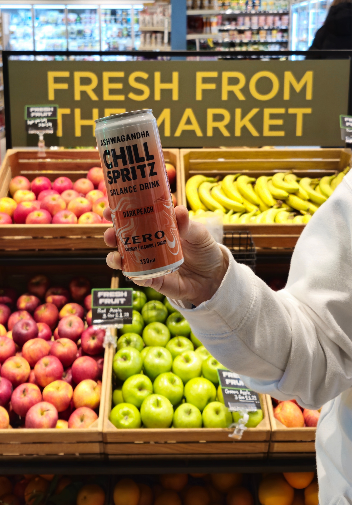 Chill Spritz - Fizzy drink with Ashwagandha - Dark Peach, 330 ml