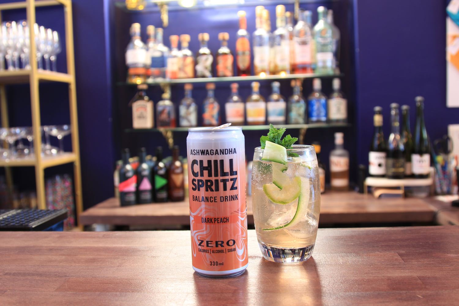 Chill Spritz - Fizzy drink with Ashwagandha - Dark Peach, 330 ml