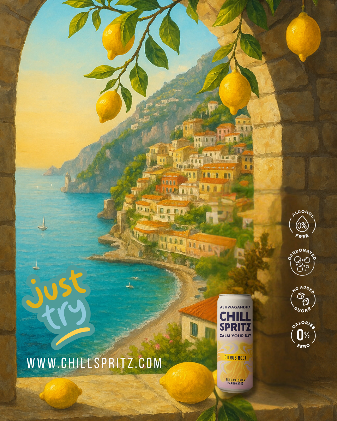 Chill Spritz Citrus Root - Fizzy drink can, 330 ml